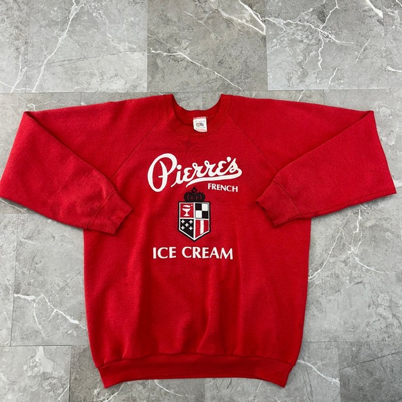 Fruit of the Loom Other - 90s Vintage Pierres French Ice Cream Sweatshirt Mens XL Double Sided Crewneck